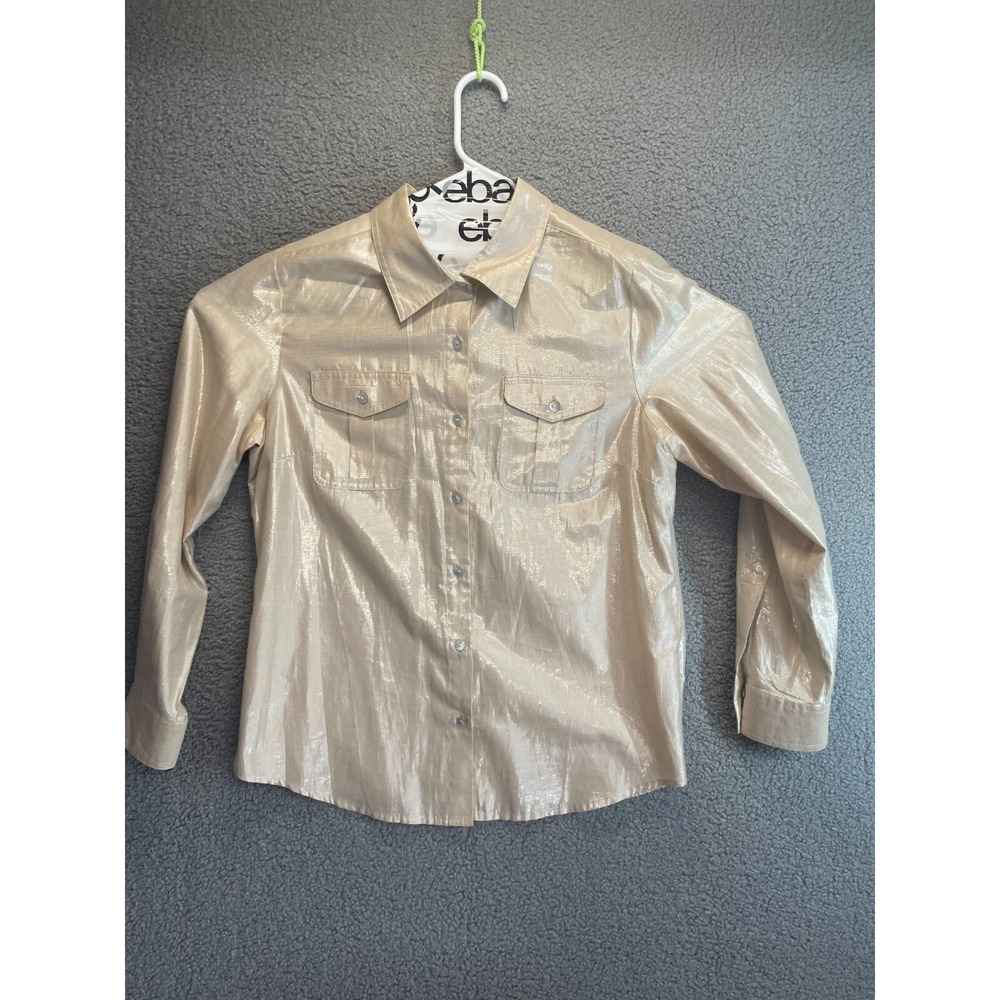 Ruby Rd Womens Roll Tab Sleeve Button Up Shirt Size 10